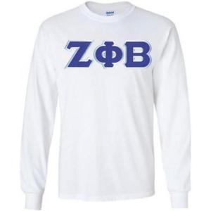 Zeta Phi Beta Lettered Long Sleeve Tee(White)