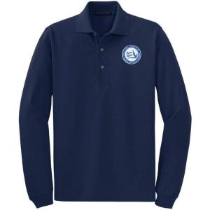 Zeta Phi Beta Since Emblem Long Sleeve Polo(Navy Blue)