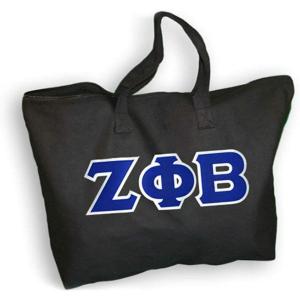 Zeta Phi Beta Sorority Lettered Canvas Tote Bag(Black)
