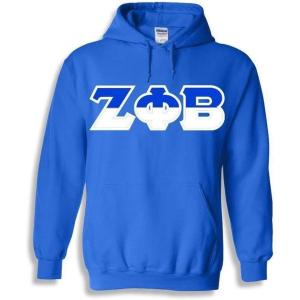 Zeta Phi Beta Two Tone Greek Lettered Hooded Sweatshirt(Royal Blue)