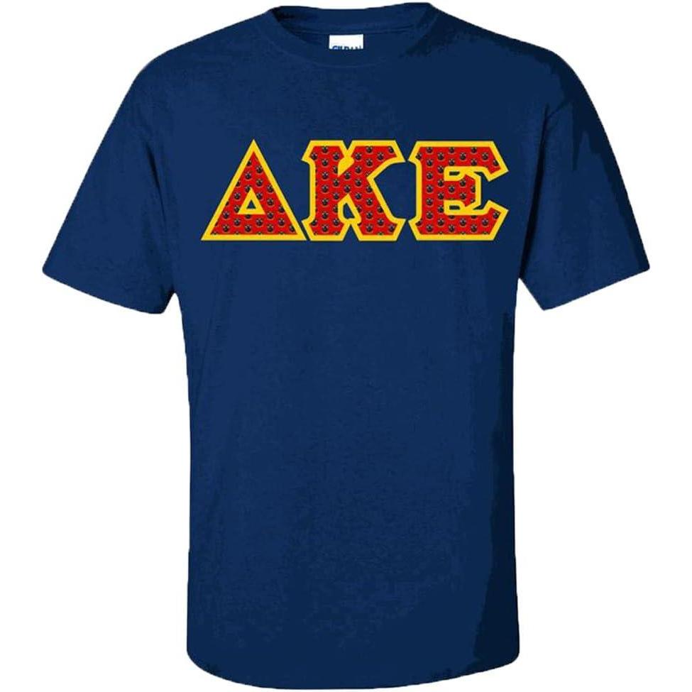 imageDelta Kappa Epsilon DKE Fraternity Crest Twill Letter TeeNavy Blue