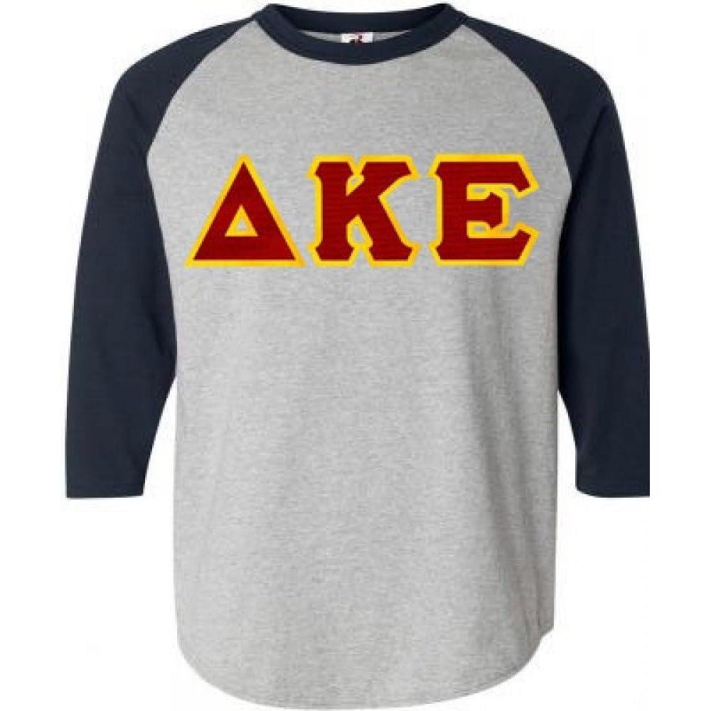 imageDelta Kappa Epsilon Lettered Raglan TShirtGray WNavy