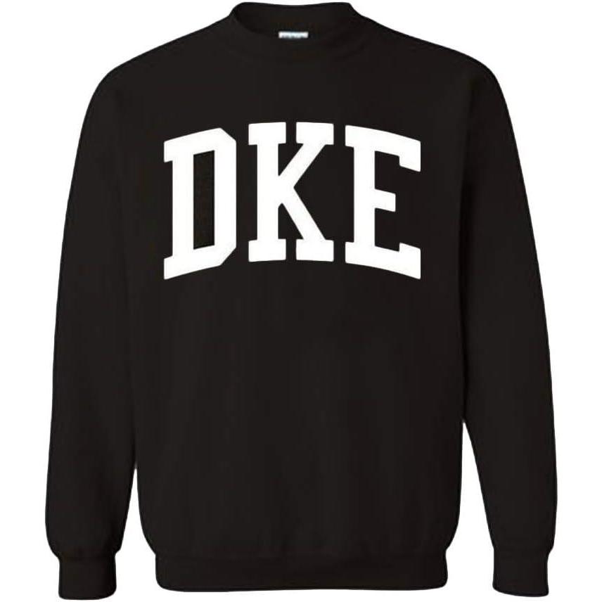 imageGreekgear Mens Delta Kappa Epsilon DKE BIG TEXT Crewneck Sweatshirt BlackBlack