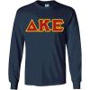 Delta Kappa Epsilon DKE Fraternity Crest Twill Letter Longsleeve Tee(Navy Blue)