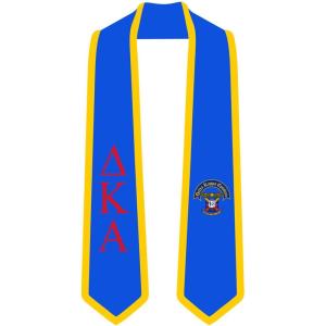 Delta Kappa Epsilon DKE Greek 2 Tone Lettered Graduation Sash Stole(Royal W/Athletic Gold Trim)
