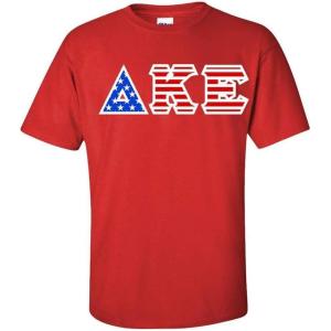 Delta Kappa Epsilon DKE Greek Letter American Flag Tee(Red)