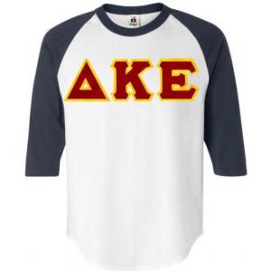 Delta Kappa Epsilon Lettered Raglan T-Shirt(White W/Navy Blue)