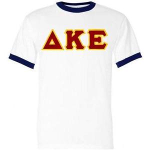 Delta Kappa Epsilon Lettered Ringer Shirt(White/Royal Blue)
