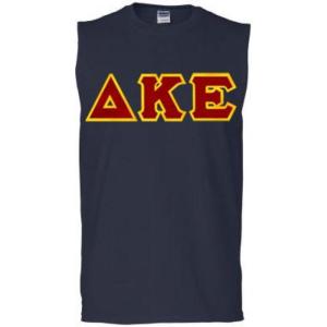 Delta Kappa Epsilon Lettered Sleeveless Tee(Navy Blue)