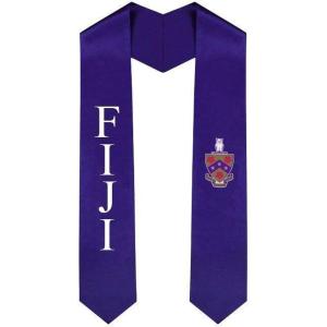 Fiji Fraternity Lettered Graduation Sash Stole With Crest(Purple)