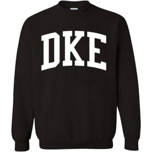 Greekgear Men’s Delta Kappa Epsilon DKE BIG TEXT Crewneck Sweatshirt Black(Black)