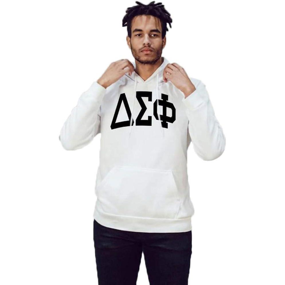 imageDelta Sigma Phi Arched Greek Letter Hooded SweatshirtWhite
