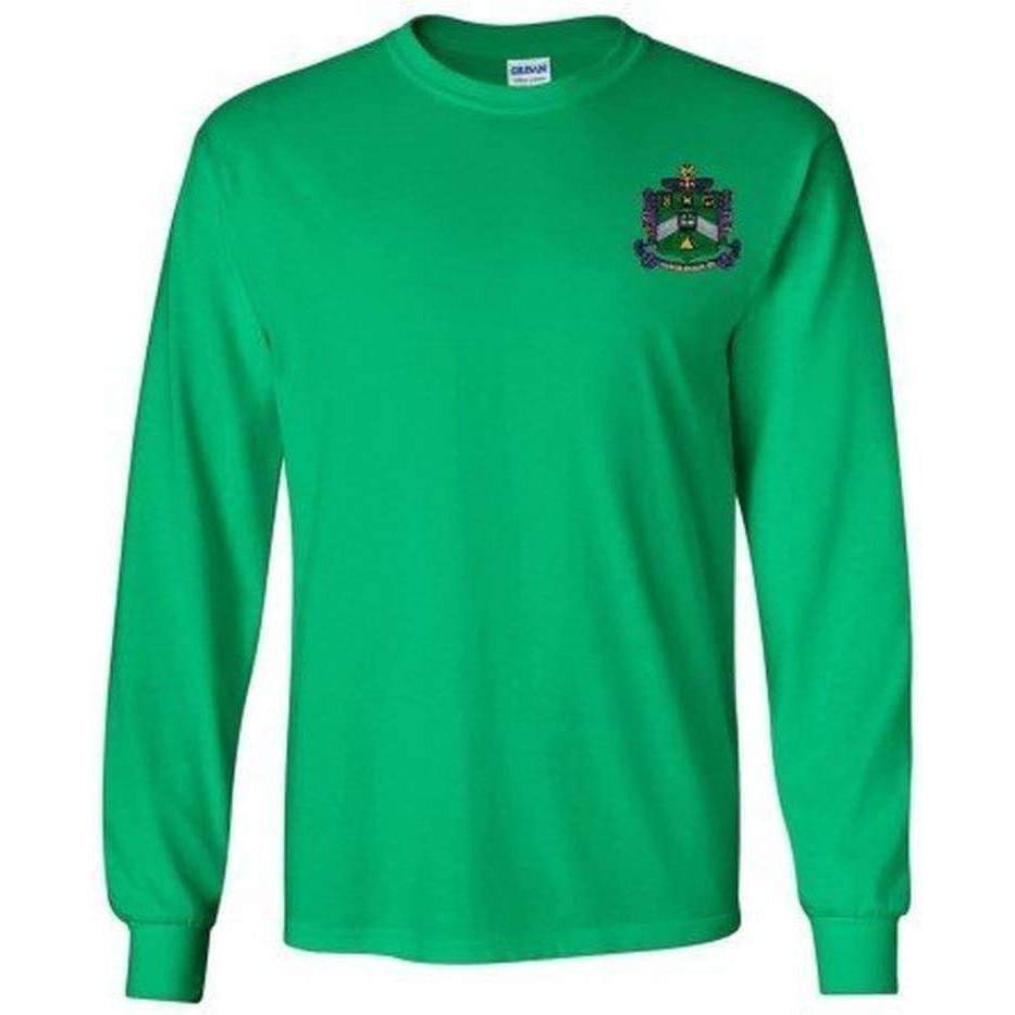 imageDelta Sigma Phi Fraternity Crest Longsleeve TeeIrish Green