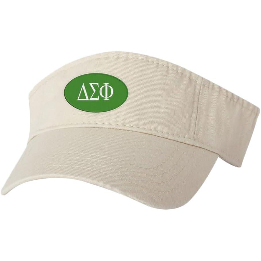 imageDelta Sigma Phi Greek Oval Heavy VisorWhite WWhite Thread Color