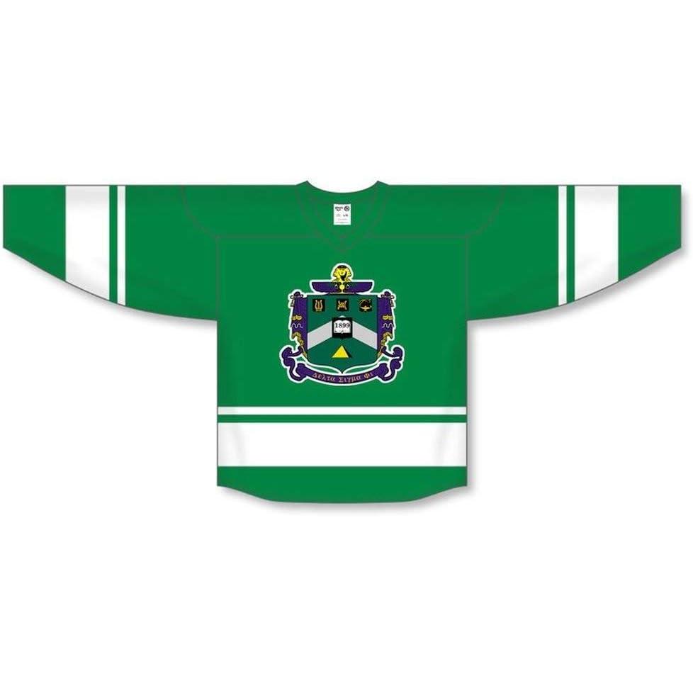 imageDelta Sigma Phi League Hockey JerseyKelly GreenWhite