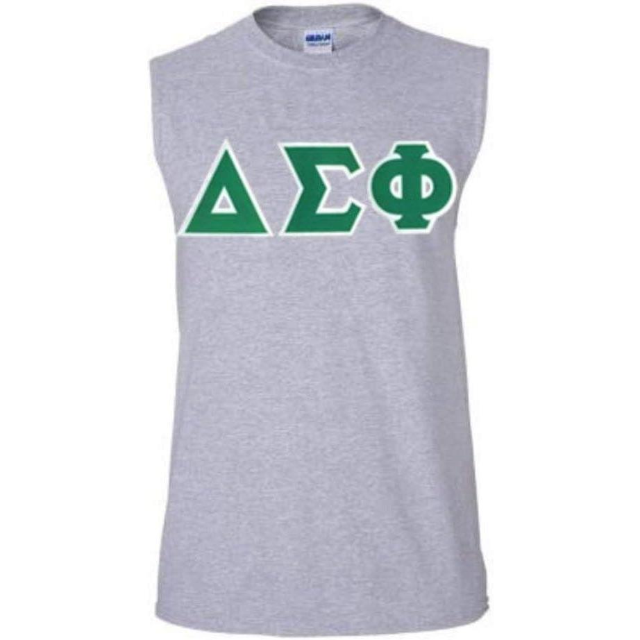 imageDelta Sigma Phi Lettered Sleeveless TeeSports Grey