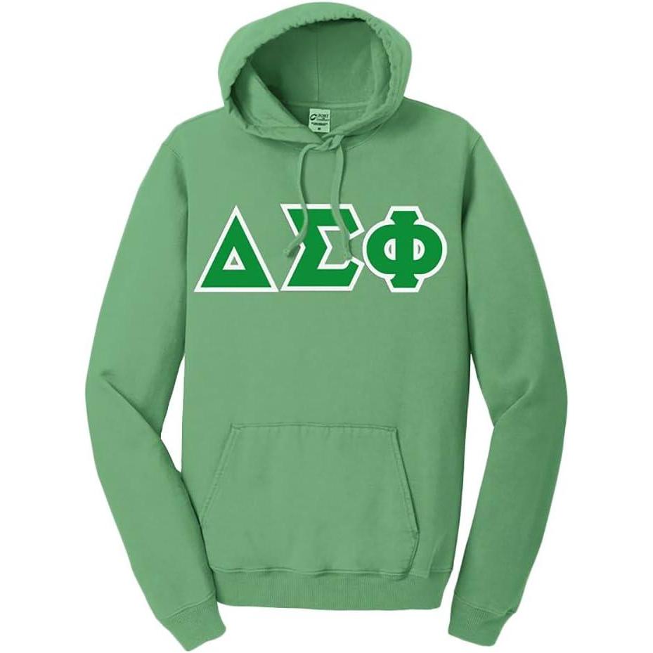 imageDelta Sigma Phi PigmentDyed Lettered Hooded SweatshirtSafari