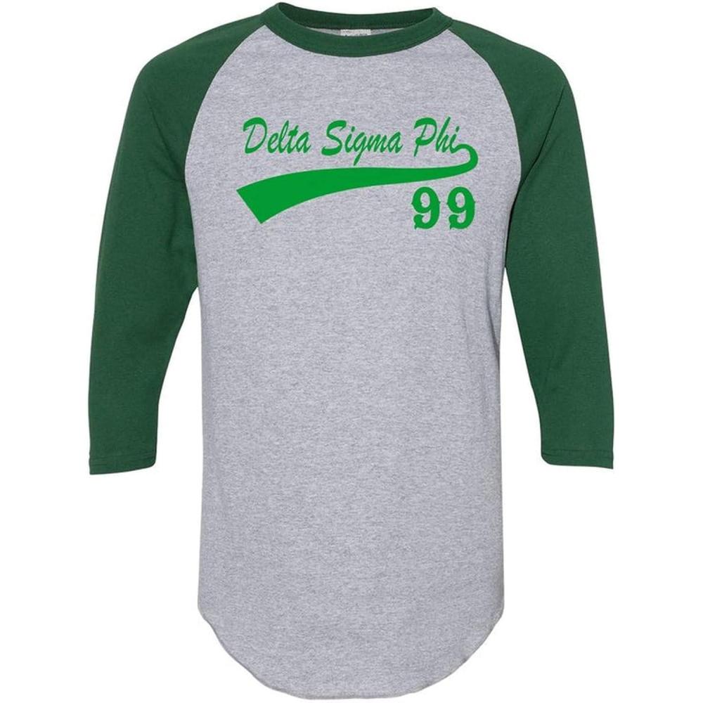 imageDelta Sigma Phi Tail Year RaglanGrey WDark Green