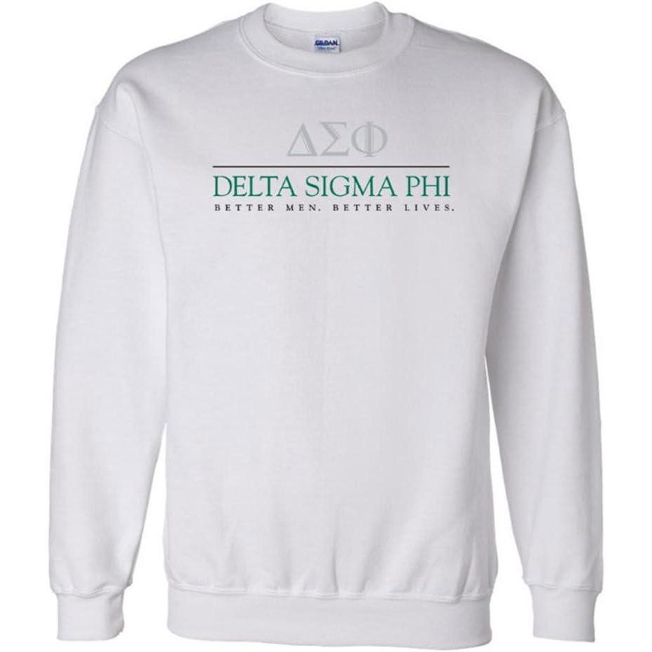 imageGreekgear Delta Sigma Phi Better Men Better Lives Crewneck SweatshirtLight Grey