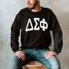 Delta Sigma Phi Arched Greek Letter Crewneck Sweatshirt Black(Black)