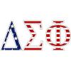 Delta Sigma Phi American Flag Greek Letter Sticker – 2.5″ Tall