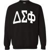 Delta Sigma Phi Arched Greek Letter Crewneck Sweatshirt Black(Black)