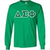 Delta Sigma Phi Fraternity Crest Twill Letter Longsleeve Tee(Forest Green)