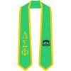 Delta Sigma Phi Greek 2 Tone Lettered Graduation Sash Stole(Kelly Green W/Athletic Gold Trim)