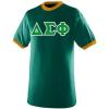 Delta Sigma Phi Lettered Ringer Shirt(Dark Green/Gold)