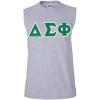 Delta Sigma Phi Lettered Sleeveless Tee(Sports Grey)