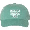 Delta Sigma Phi Pigment Dyed Baseball Cap(Sea Foam W/White Thread Color)