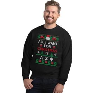 Delta Sigma Phi All I Want For Christmas Crewneck(Black)