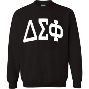 Delta Sigma Phi Arched Greek Letter Crewneck Sweatshirt Black(Black)