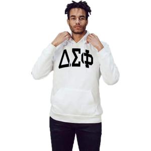 Delta Sigma Phi Arched Greek Letter Hooded Sweatshirt(White)