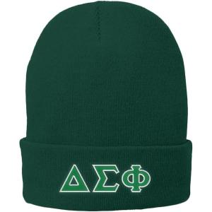 Delta Sigma Phi Big Greek Lettered Knit Cap(Athletic Green)