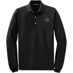 Delta Sigma Phi Emblem Long Sleeve Polo(Black)