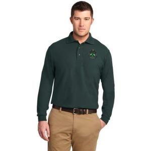 Delta Sigma Phi Emblem Long Sleeve Polo(Dark Green)