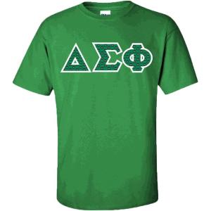 Delta Sigma Phi Fraternity Crest Twill Letter Tee(Forest Green)