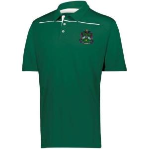 Delta Sigma Phi Greek Crest Emblem Defer Polo(Forest/White)