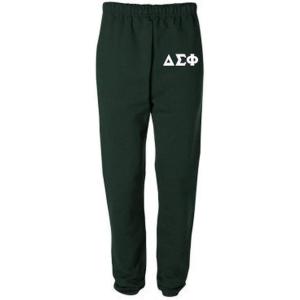 Delta Sigma Phi Greek Lettered Thigh Sweatpants(Forest Green)