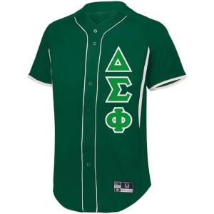 Delta Sigma Phi Lettered Baseball Jersey(Forest/White)