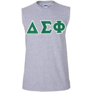 Delta Sigma Phi Lettered Sleeveless Tee(Sports Grey)
