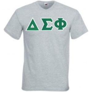 Delta Sigma Phi Lettered V-Neck T-Shirt(Sports Grey)