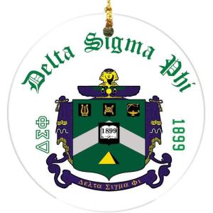 Delta Sigma Phi Round Christmas Shield Ornament