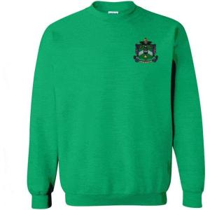 Greekgear Delta Sigma Phi World Famous Crest – Shield PATCH Crewneck Sweatshirt(Kelly Green)