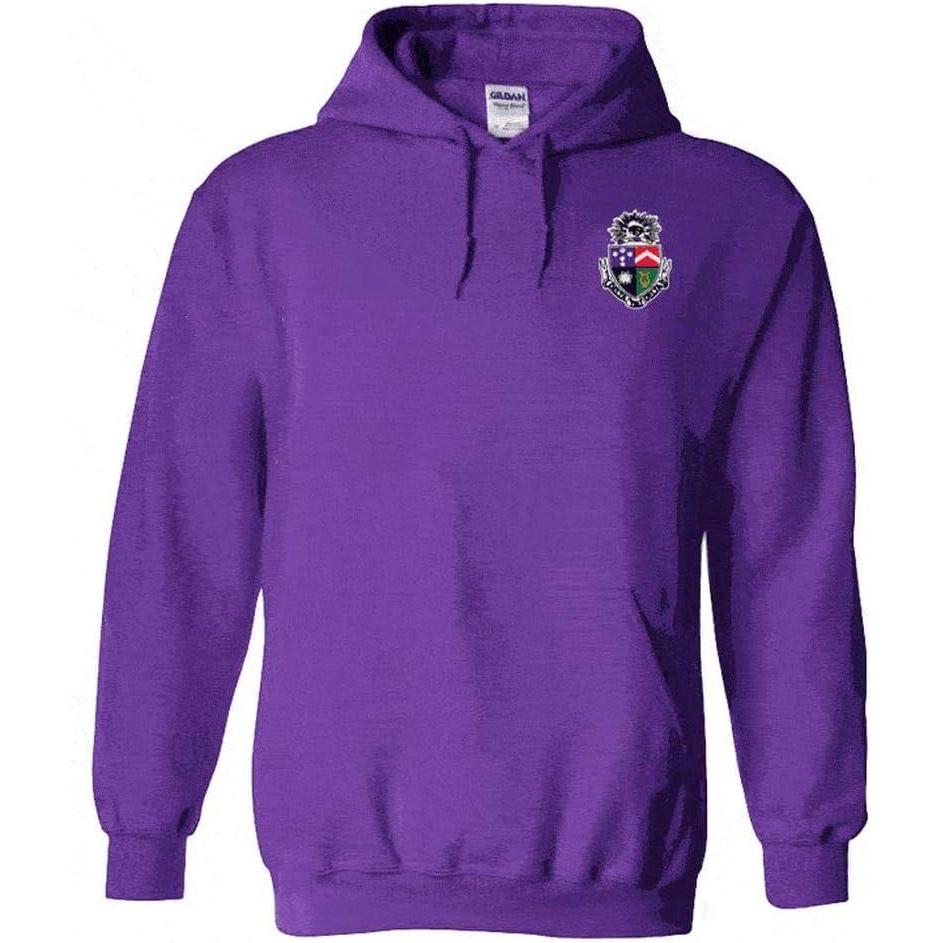 imageGreekgear Delta Tau Delta DTD Crest  Shield Emblem Hooded SweatshirtPurple
