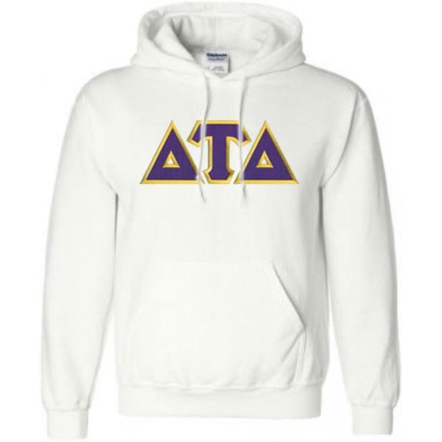 imageGreekgear Delta Tau Delta Lettered Hooded SweatshirtWhite