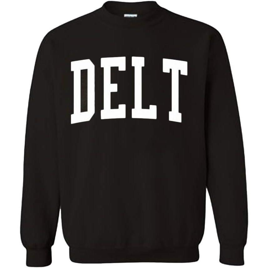 imageGreekgear Mens Delta Tau Delta DTD BIG TEXT Crewneck Sweatshirt BlackBlack