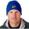 Delta Upsilon DU Greek Letter Knit Cap(Royal Blue W/Light Gold Thread Color)