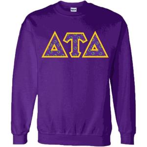 Delta Tau Delta DTD Fraternity Crest Twill Letter Crewneck Sweatshirt(Purple)